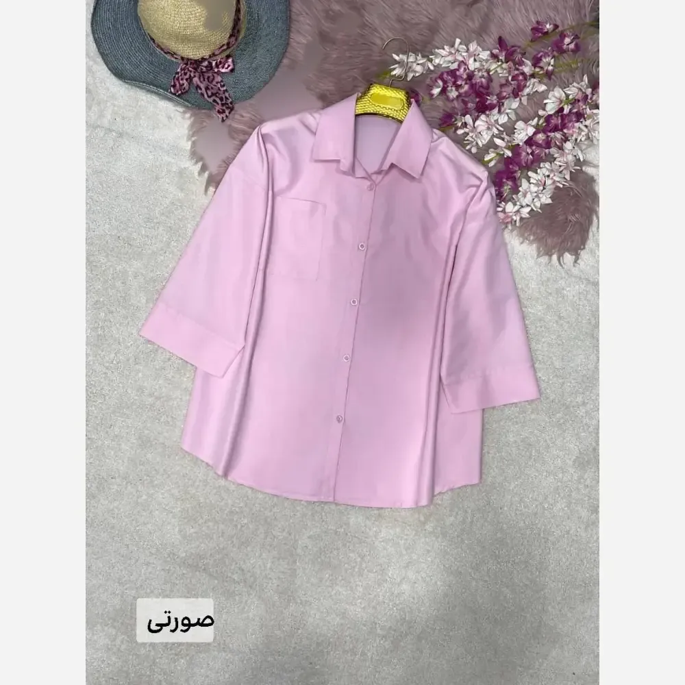 شومیز تک جیب ترمه جنس پری خنک و سبک فری سایز