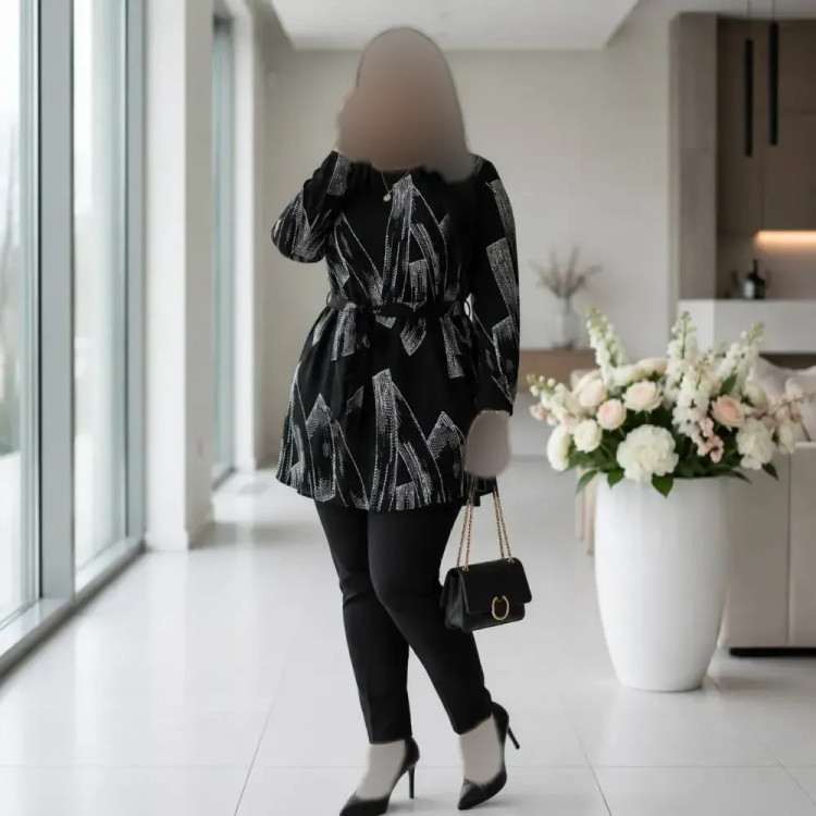 تونیک زنانه استرچ قواره دار کمربنددار فری سایز مناسب سایز 38 تا 52
