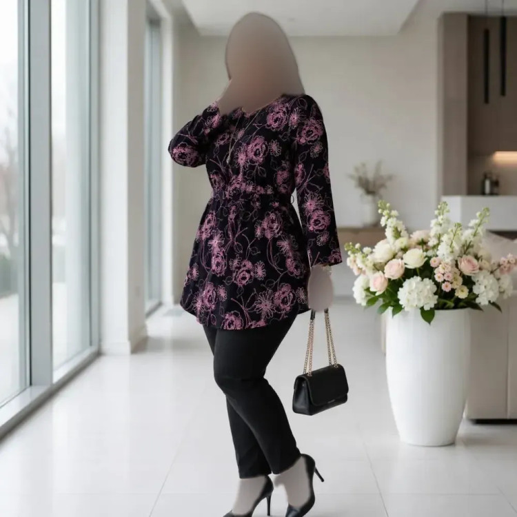 تونیک زنانه استرچ قواره دار کمربنددار فری سایز مناسب سایز 38 تا 52
