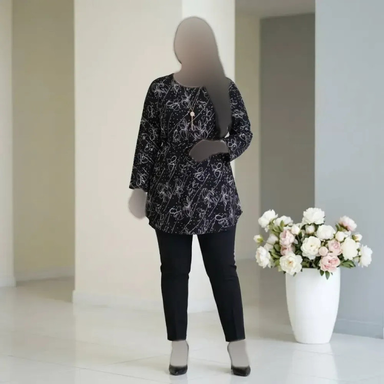 تونیک زنانه استرچ قواره دار کمربنددار فری سایز مناسب سایز 38 تا 52