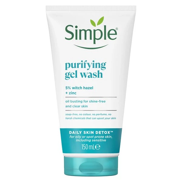 ژل شستشوی صورت پاککننده و تصفیهکننده سیمپل (Simple Purifying Gel Wash 5% Witch Hazel + Zinc) سیمپل 150ml