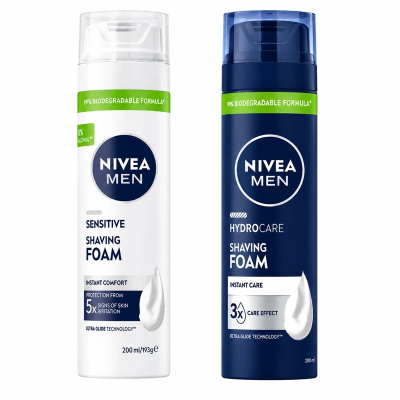 فوم اصلاح صورت مردانه نیوآ من (مدلهای Sensitive و Hydrocare) | NIVEA Men Shaving Foam Sensitive Hydrocare 200ml
