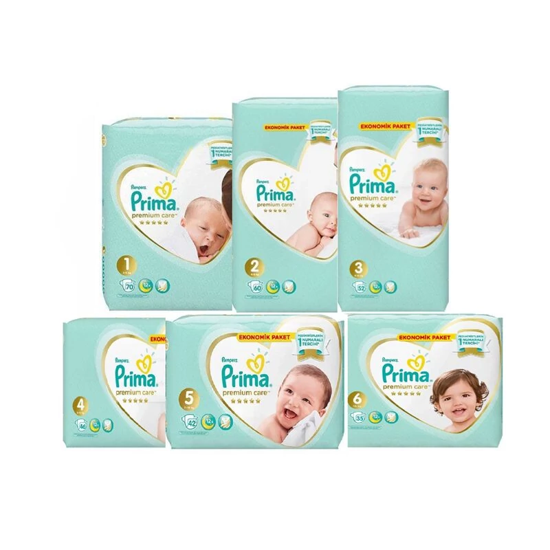 پوشک بچه پریما پمپرز Premium Care لهستانی اورجینال | ضد حساسیت، مناسب نوزاد تا کودک در سایز 1 تا 6