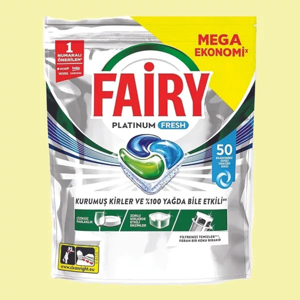 قرص ماشین ظرفشویی فیری مدل Platinum Fresh تعداد 50 عددی اورجینال