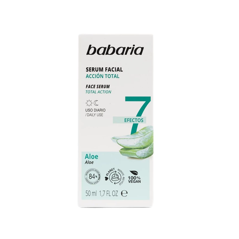 سرم هفت کاره صورت باباریا با عصاره آلوئهورا حجم 50 میل اورجینال Babaria 7 Effects Aloe Face Serum 50ml