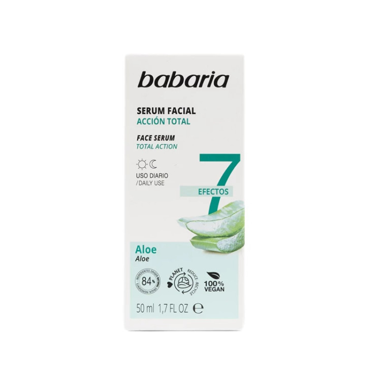 سرم هفت کاره صورت باباریا با عصاره آلوئهورا حجم 50 میل اورجینال Babaria 7 Effects Aloe Face Serum 50ml