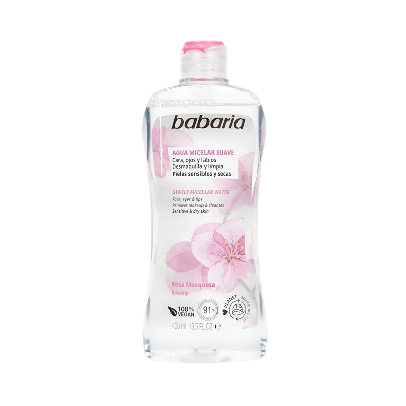میسلار واتر ملایم باباریا با رز هیپ (Babaria Gentle Micellar Water Rosehip) باباریا حجم 400 میل اورجینال