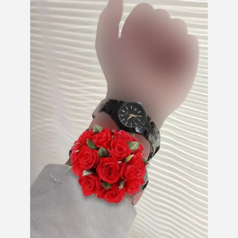 ساعت کاسیو بند استیل زنانه مردانه مشکی صفحه مشکی تقویم جعبه کادویی گارانتی موتور