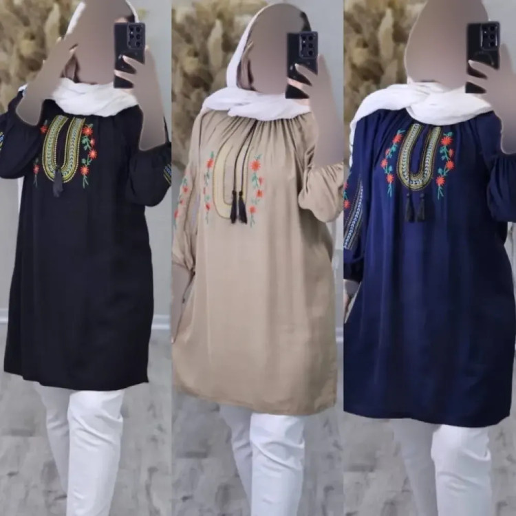 شومیز تارا جنس شانتون و گلدوزی فری سایز