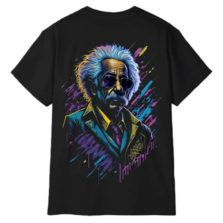 تیشرت آستین کوتاه مردانه مدل انیشتین جنس نخ و پلی استر