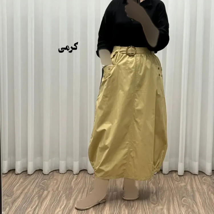 دامن کتان زنانه فری سایز شیک و راحت کد 1301 مناسب تا سایز 48 چهارفصل