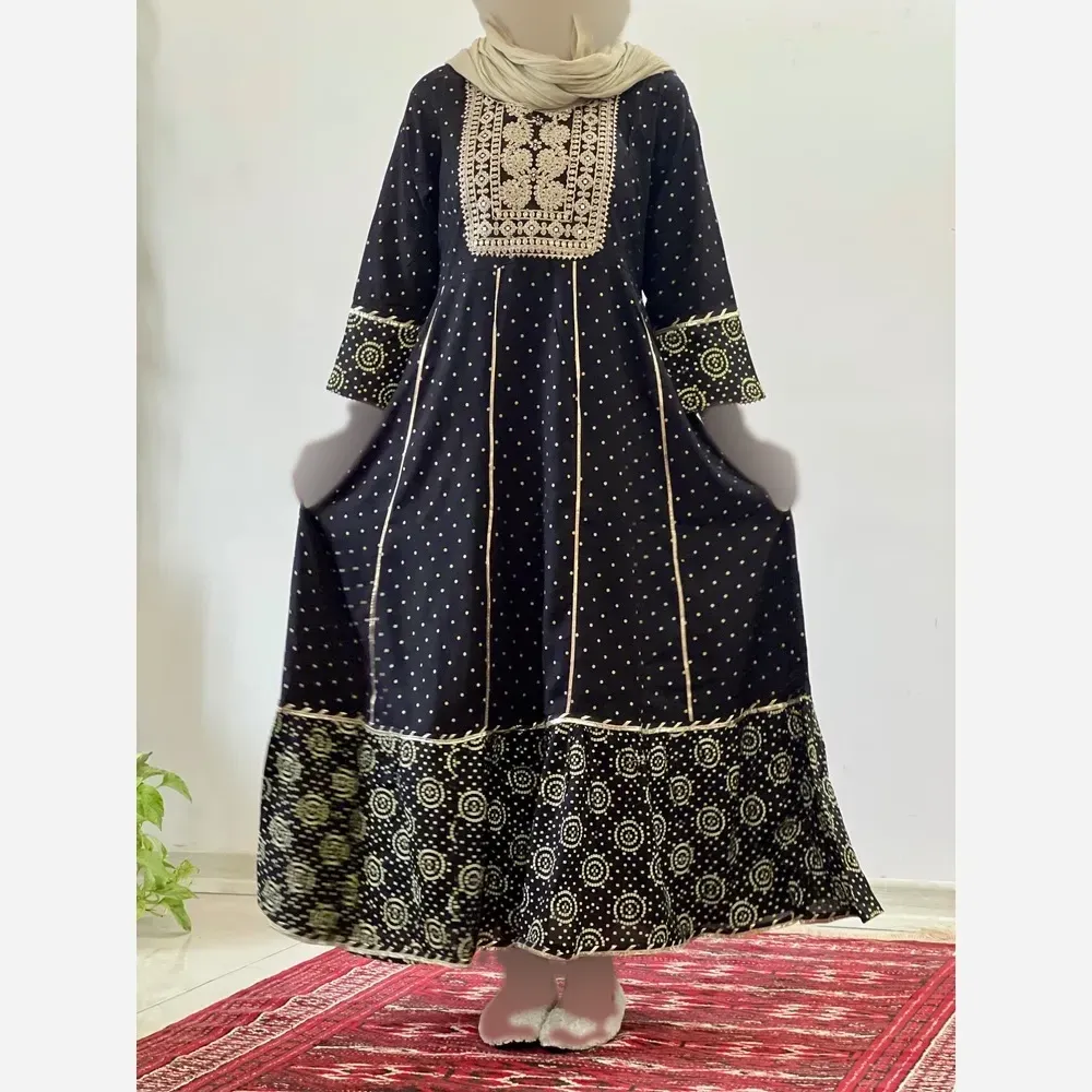 کرتی هندی زنانه جنس نخ وارداتی سایز بزرگ مدل کلوش قد 135